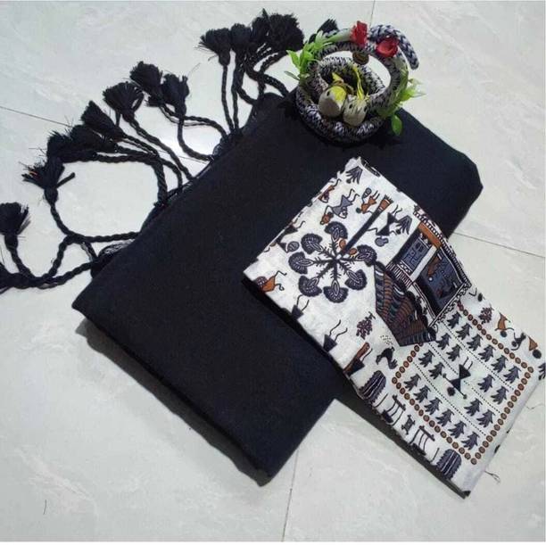 HouseOfCommon Solid/Plain, Printed Kalamkari Handloom Pure Cotton Saree