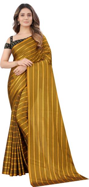 Striped, Woven Bollywood Satin Saree