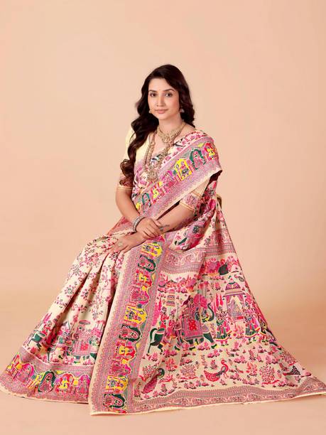 LAVYANSH CREATION Printed Bollywood Semi-Pashmina, Jacquard Saree
