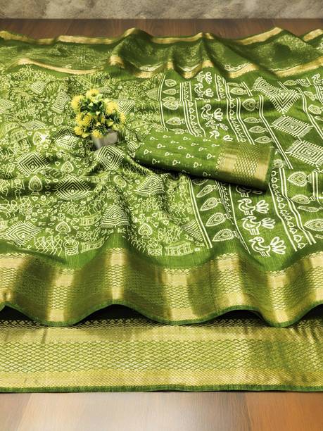 Printed Bandhani Cotton Silk Saree