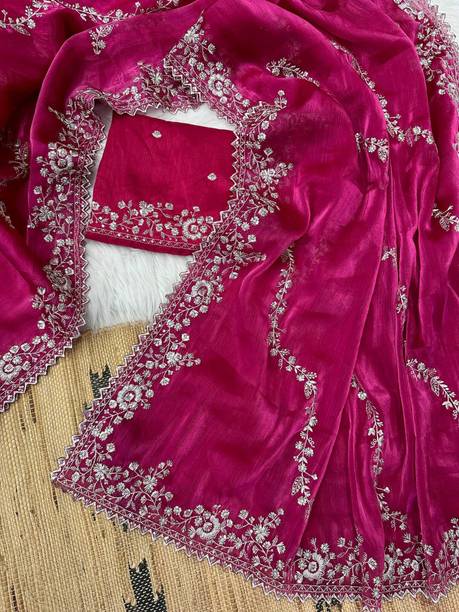 FLAMEKYZER Embroidered Bollywood Jimmy choo Saree