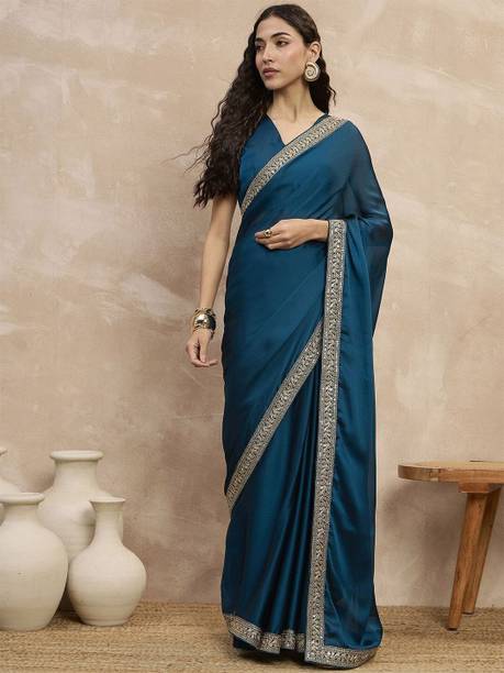 Self Design, Solid/Plain, Embroidered Bollywood Silk Blend Saree
