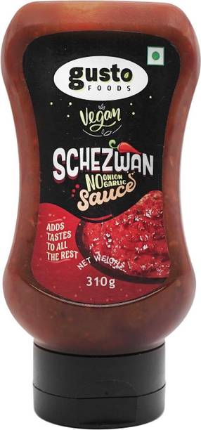 Gusto Foods Vegan No Garlic No Onion Schezwan Chutney | Jain Chinese Schezwan Sauce | Hot Spicy Chilli Dip Sauce