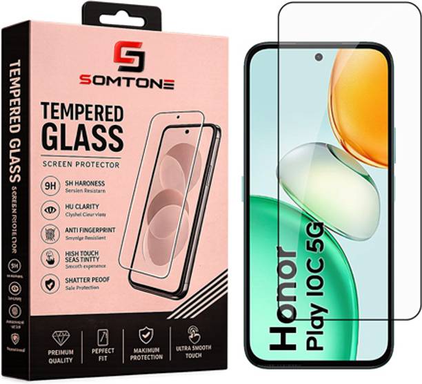 SOMTONE Edge To Edge Tempered Glass for Honor Play 10C 5G 6.61 FRONT | 9H Hardness | HD Clarity | Anti-Fingerprint | High Touch Sensitivity | Premium Screen Protector Guard