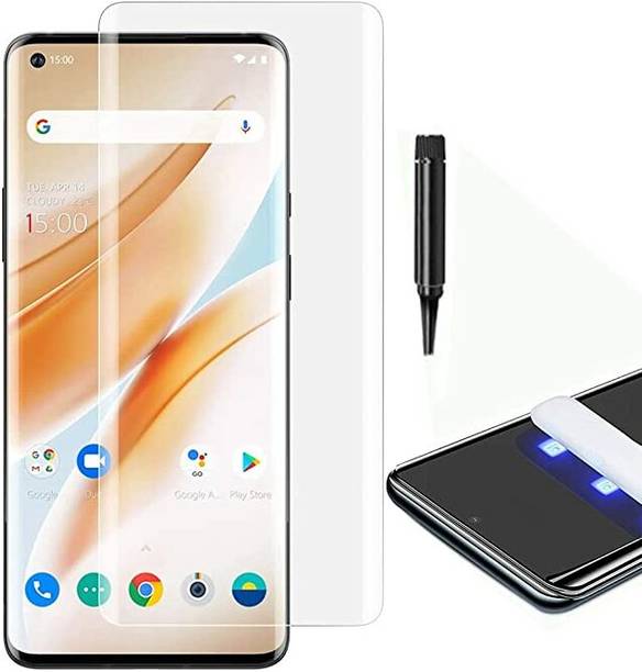 KadWaniya Edge To Edge Tempered Glass for OnePlus 8 Pro 5G|Primium Quality Nano Optics Curved UV Glass With UV glue And Nano Scale UV light