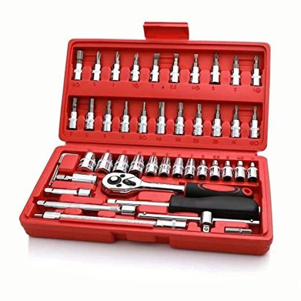 DHARTI CORPORATION 46 in 1 Hand Tool Kit For Home and Professional Use Tool Box with Tray