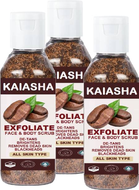 KAIASHA EXFOLIATE Face & Body Dry Srcub | Coffee & Walnut | Best Tan & Dead Skin Removal Scrub