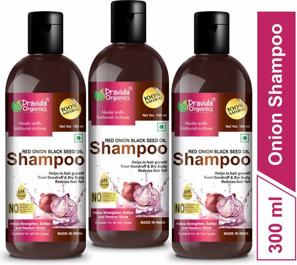 Dravida Organics Red Onion Shampoo for Hair Growth, Treat Dandruff & Reduce Hair Fall