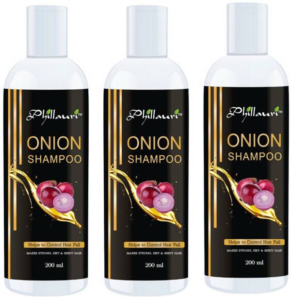 Phillauri Onion Shampoo for Hair Growth and Hair Fall Control (Pack of 3, 200ml Each)