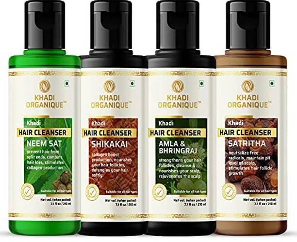khadi ORGANIQUE Amla & Bhringraj + Shikakai + Sathritha + Neem Sat Shampoo complete Hair Solution
