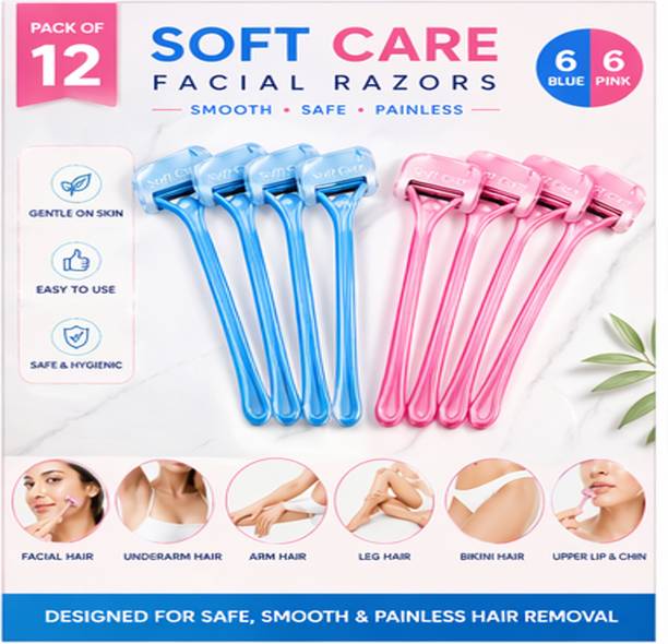 FlyTouch Facial Hair Remover Razor for Women Safe Smooth Eyebrow Tool Pack of 12, Women