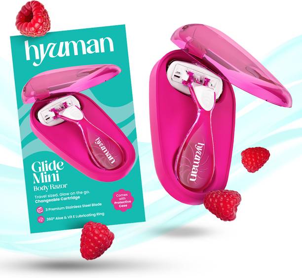 Hyuman Glide Mini Disposable Body Razor, 3 Blades, Aloe & Vit E Bar, Travel Case, Women