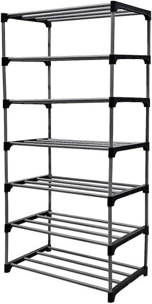 PRIMEPICS Collapsible Multipurpose Cloth7 Layer Open Wardrone Silver PP Collapsible Wardrobe
