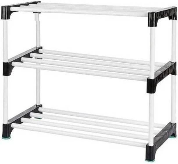 RKE Black 3 Shoe Rack Metal Metal Shoe Stand