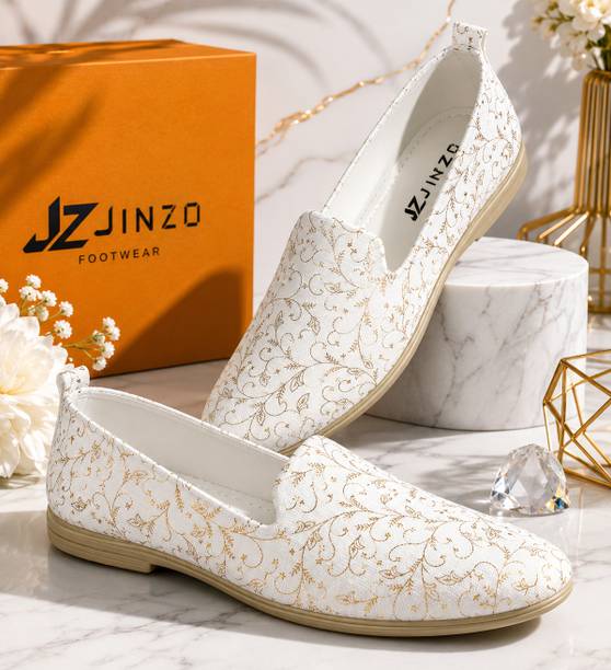 White Floral Print Slip-On Loafers | Lightweight Casual Ballet Flats Loafers For Men