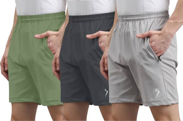 Solid Men Multicolor Sports Shorts
