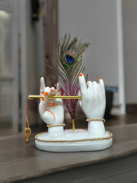 DK MART Creative Krishna Hand with Flute Idol for Pooja Room Home & Office Decor Gifting Decorative Showpiece  -  18 cm