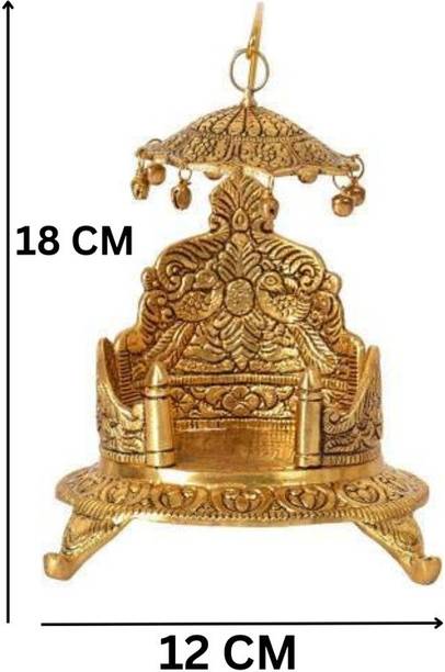 sanskaari Kanha Ji Puja Singhasan Size 0-1 number Metal Home Temple Decorative Showpiece  -  18 cm