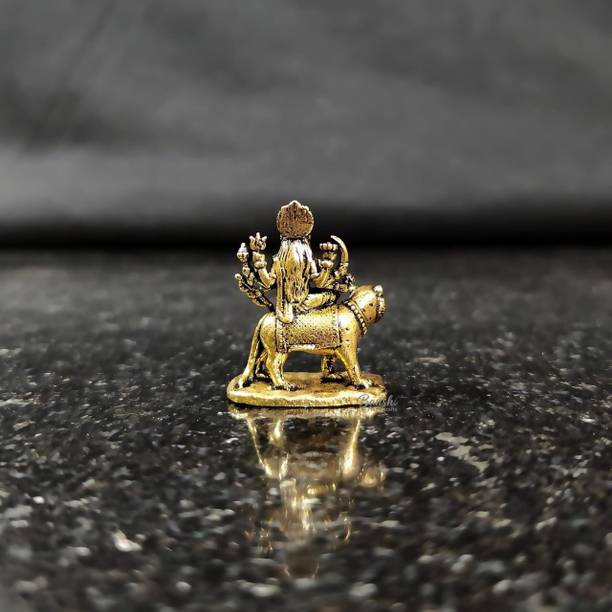 Lepax Cable Mini Brass Durga Maa Murti on Lion Idol for Home Temple & Pooja (2.7 cm) Decorative Showpiece  -  2.8 cm
