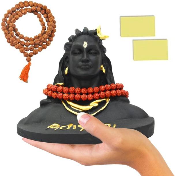 BLADESMITH Lord god Adiyogi Shiva Statue Idol Murti for Car Dashboard with Rudraksh Mala Decorative Showpiece  -  14 cm