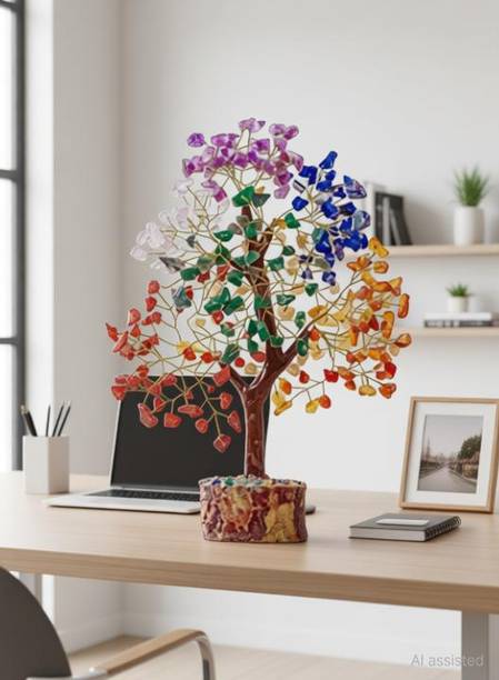 BHAGYA G Seven Chakra Crystal Tree Good Luck Show Pieces for Home, Office Decor Items Decorative Showpiece  -  30 cm