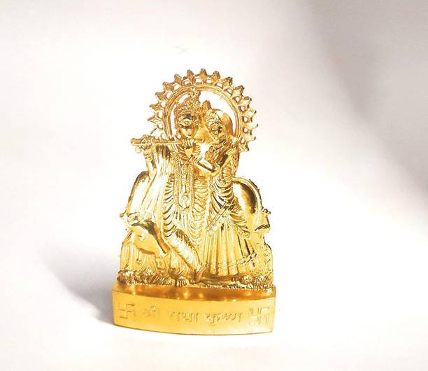 VALUE CRAFTS Radha Krishan idol 11cm (Metal,Golden) Decorative Showpiece  -  10.8 cm