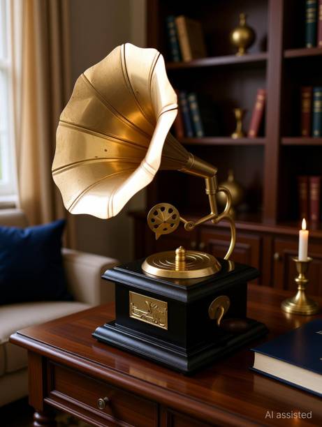 Kaka jiji handicrafts Handmade Antique look Gramaphone Showpiece for Bedroom Decor Decorative Showpiece  -  23.75 cm