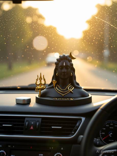 WearCraftJPR Adiyogi Shiv Ji with Trishul Lord Shiva Idol for Car Dashboard, Home Temple Decorative Showpiece  -  12 cm