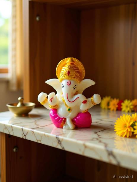 KAVYANSHI COLLECTIONS Lord Ganesha for car dashboard, home decoration, office decoration Decorative Showpiece - 9 cm