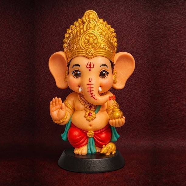 NIKUARA Ganesh ji Ideal for Pooja Room , Car, Office & Gifting.THEHAPPYSTATION Decorative Showpiece  -  11 cm