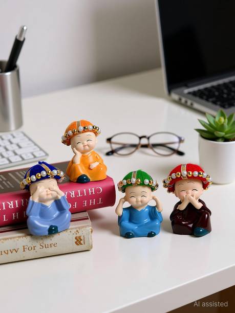 unicorn shoppe baby monk set of 4 Decorative Showpiece  -  5 cm