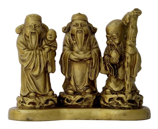 Vastu Art Vastu / Feng Shui / Fuk Luk Sau For Family Protection And Health Wealth Or Happiness Decorative Showpiece  -  10 cm