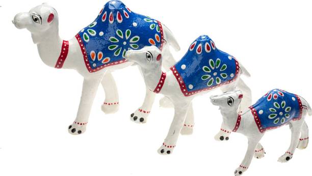 DreamKraft Handcrafted Set Of 3 Camel For Decoration And Gift Purpose डेकोरेटिव शोपीस  -  12 cm