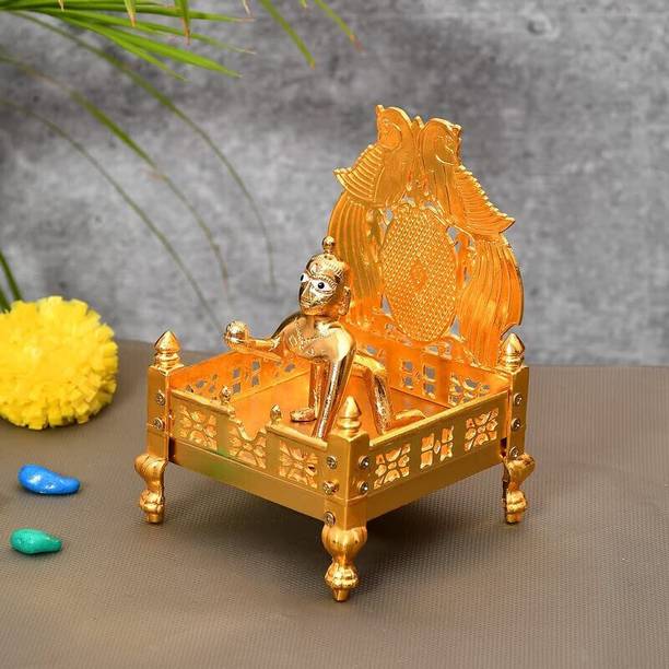 sanskaari Gold Plated Metal God Singhasan for Pooja Mandir Decorative Showpiece  -  14 cm