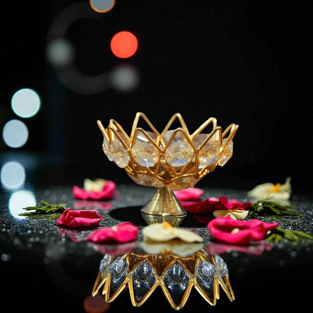 VALUE CRAFTS Magnet Crystal Akhand Diya Decorative Showpiece  -  2.1 cm