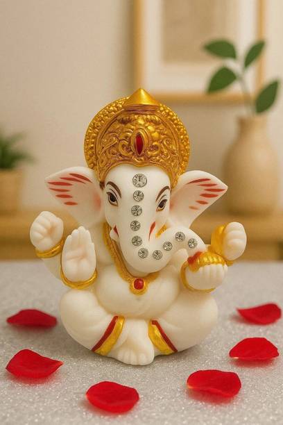 SVGG DECORS Handcrafted Ganesh Idol for Car Dashboard | Small Ganesha Showpiece Decorative Showpiece  -  6.5 cm