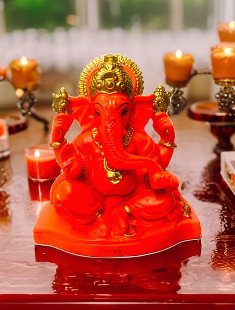 WaveKrafts Shree Ganesha Kesari Religious Idol & Figurine for Home & Office Decorative Showpiece  -  11 cm