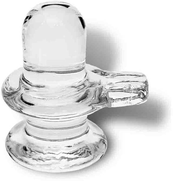 FOBHIYA Crystal Clear Pure Sphatik Shivling Statue, Holy Spiritual Sphatek Shivalingam Crystal Shivling for Home Decor Puja Vastu Fengshui, Made in India Best for Gifting Decorative Showpiece  -  3.2 cm