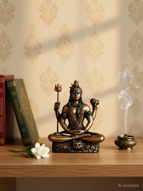 kakajiji Handicraft Shiva Decorative Showpiece 9 cm – Bronze & Copper Finish Spiritual Idol Decorative Showpiece  -  9 cm