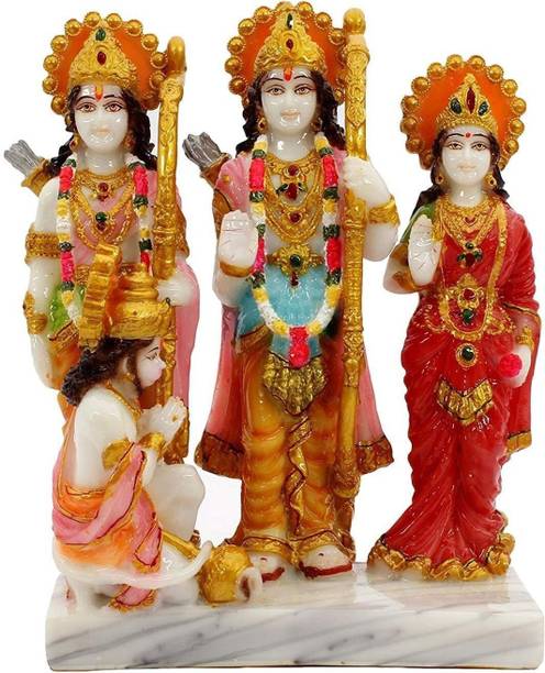 krishnagallery1 Ram Darbar Marble Statue Murti Lord Ram Darbar Decorative Showpiece  -  17 cm