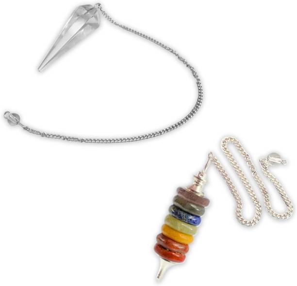 vastu vardan Seven Chakra & Clear Quartz Crystal pendulum Combo | Pack of 2 | Decorative Showpiece  -  22 cm