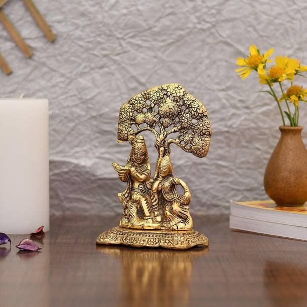 PUCHCHI Radha Krishna Under Kadam Tree Metal Statue,Radha Krishna Murti Decorative Showpiece  -  11.9 cm
