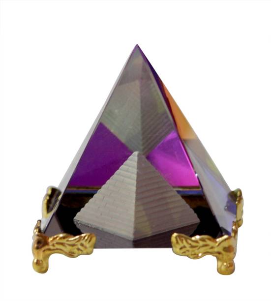 Feng Shui Art Vastu / Colour Crystal Pyramid -For Positive Energy & Vastu Correction Decorative Showpiece  -  7 cm