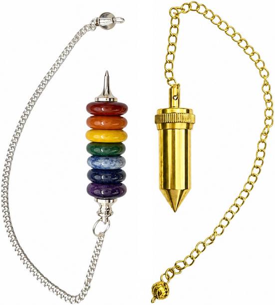 vastu vardan 7 Chakra & Brass Pendulum Combo|Pack of 2|Pendulum for Dowsing, Reiki| Decorative Showpiece  -  22 cm