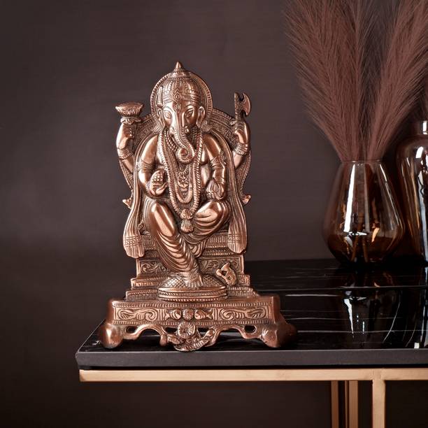 Jagyash Ganesha God Idol 27cm Religious Idol & Figurine Aluminium Copper Colour Decorative Showpiece  -  27 cm