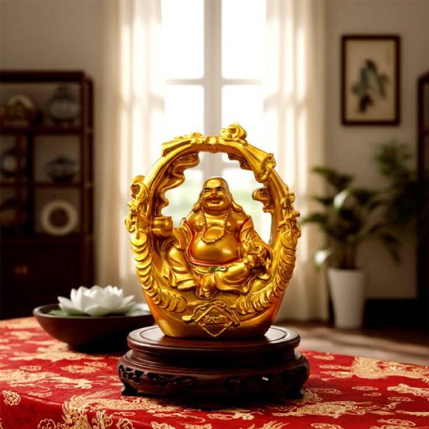 Global Reach Unlocking Prosperity: The Laughing Buddha's Blessings for Wealth Decorative Showpiece  -  8 cm