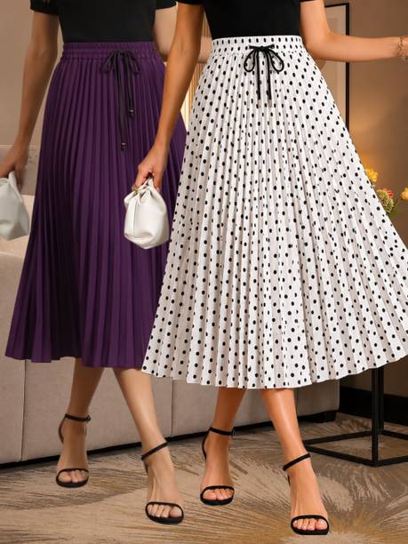 Women Self Design A-line Multicolor Skirt