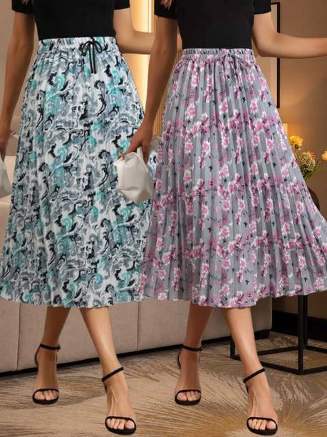 Women Printed A-line Multicolor Skirt