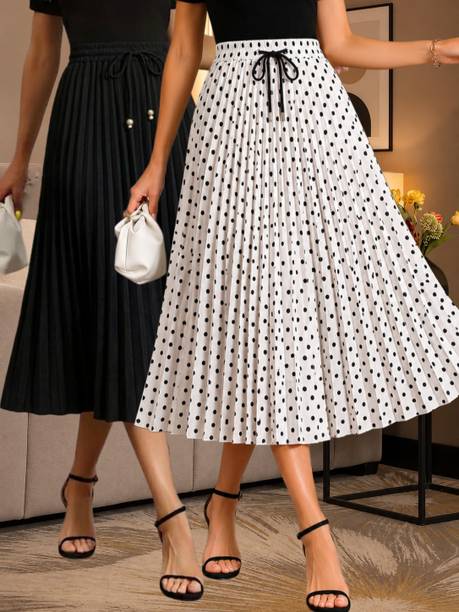 Women Self Design, Printed A-line Multicolor Skirt