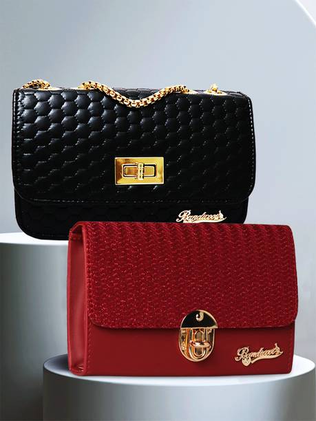 Black, Red Women Sling Bag - Medium
